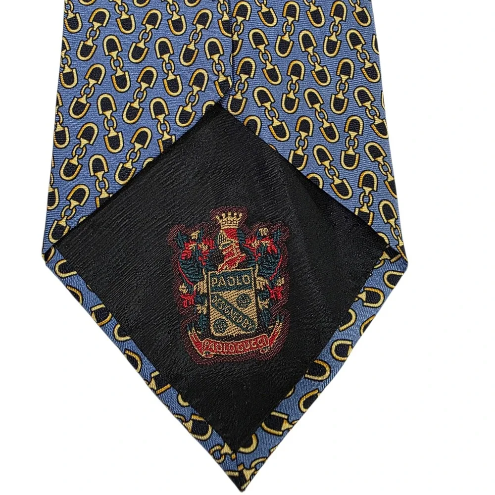 Paolo Designed By Paolo Gucci Mens‎ Necktie Blue One Size Silk Horse Bit Link
